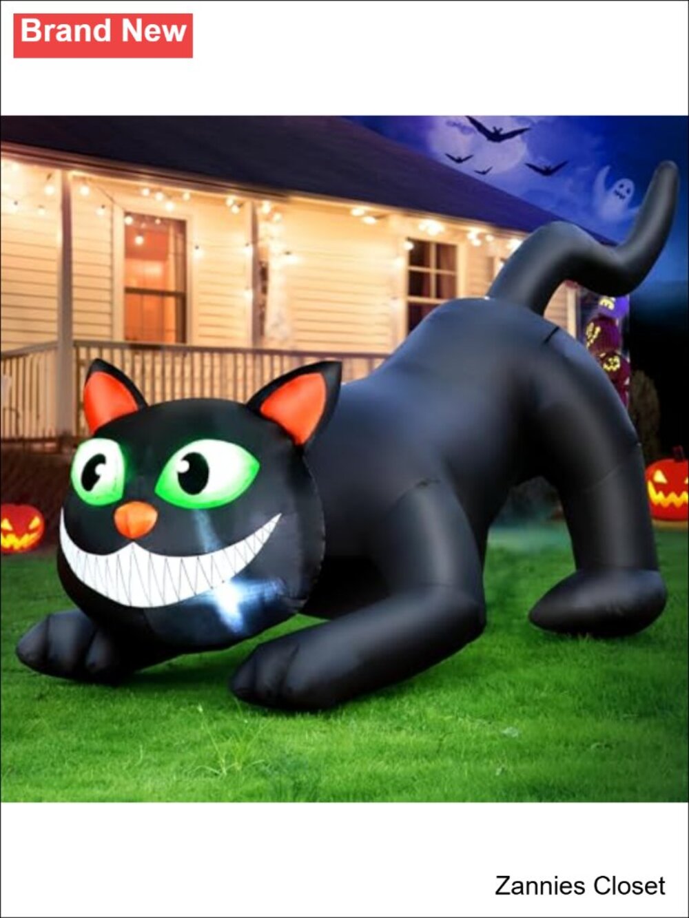 👻 FunFanso 7 FT Halloween Inflatable Black Cat Yard Decoration with LED Lights